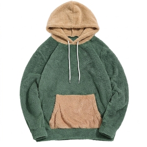 Wholesale Unisex 300G 100% Cotton Colorblock <b>Hoodie</b> Digital Print <b>Fluffy</b> Faux Fur Lined Anti Pilling Winter Streetwear - Product Image 4