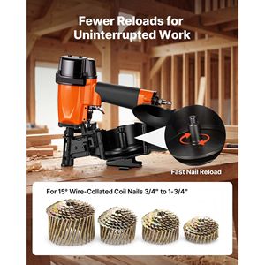 Cloueur de toiture professionnel CN45N 3/4'' 1 3/4'' 15 degrés, pistolet à clous pneumatique ultra-rapide 4-5 clous/s 70-110 PSI Modèle CN70 - Product Image 5
