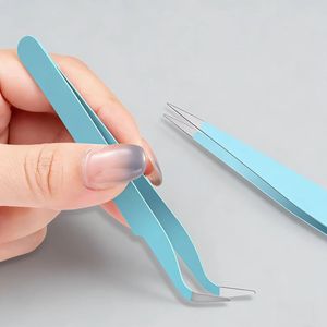 ชุดแหนบต่อขนตาสแตนเลสอย่างดี ปลายเรียบ สีชมพู ม่วง น้ำเงิน สำหรับต่อขนตา - Product Image 3