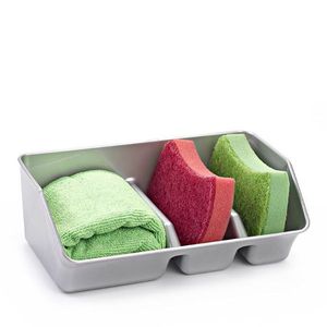 Organizer per lavello da cucina, argento, 3 scomparti, contenitore multifunzione per spugne e panni - Product Image 1