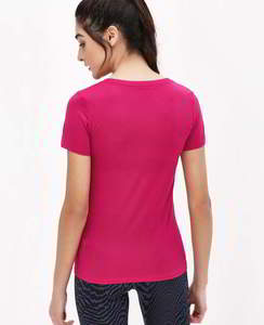 Nouveau prix de gros, t-shirt en coton et polyester uni à col rond, couleur contrastée, pour femmes, nouveau style, vêtements décontractés, t-shirts - Product Image 2