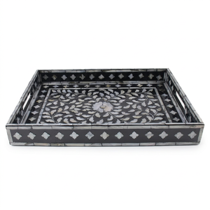 Plateau de service rectangulaire fait main en nacre, motif floral, vente en gros, personnalisable OEM ODM DECORYUG - Product Image 1