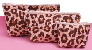 Wholesale Quilted Cotton Storage Bags Set Leopard Print <b>Makeup</b> Pouch Travel Toiletry Organizer Foldable Zipper Bags Bathroom - Product Image 2