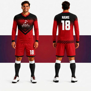 Nouveauté, uniforme de football personnalisé à prix avantageux, manches longues, vêtements de sport, maillots de football, broderie 3D, 100% polyester - Product Image 1