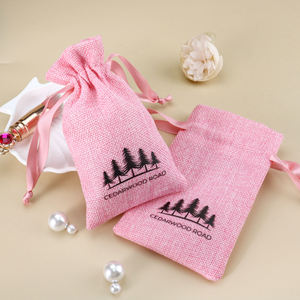 Sacs à bijoux en jute de style rustique, petite taille avec fermeture à cordon pour emballage cadeau - Product Image 4