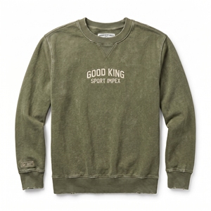 Custom Acid Wash Crewneck Fleece Sweatshirt 100% Cotton Heavyweight Vintage Washed Embroidered Regular Fit Men's OEM ODM - Product Image 1