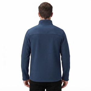 Chaqueta Softshell Azul con Cierre Completo, Chaqueta Térmica para Senderismo, Cuello Alto, Resistente al Viento, Prenda Exterior Informal, Corte Regular, Exterior de Poliéster - Product Image 3