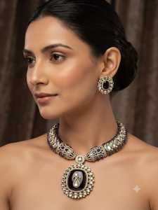 Collar de Moda con Baño de Oro de 18K y Doble Polki Multicolor Natural, Conjunto Nupcial Indio para Boda, Fiesta, Bollywood - Product Image 1