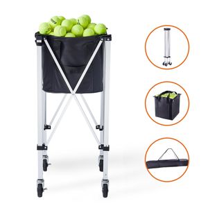 Carrello Portapalle da Tennis Pieghevole in Lega di Alluminio Leggero, Capacità 180 Palline, con Ruote Rimovibili, Attrezzatura da Campo - Product Image 1