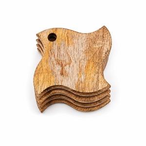 Handcrafted Wooden Coaster Set with Wooden Holder <b>Rustic</b> Mango <b>Wood</b> Drink Coasters for Coffee <b>Table</b> Tea Cups & <b>Dining</b> Decor - Product Image 2