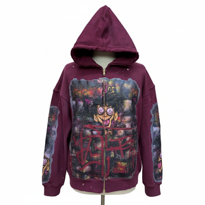 Sweat à capuche zippé pour homme de qualité supérieure, imprimé numériquement avec logos personnalisés, confortable et respirant. - Product Image 1