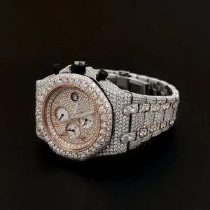 Montre chronographe en quartz de qualité supérieure, luxe, clarté VVS, mouvement ETA, résistance à l'eau 10 bars, pour tenue décontractée ou formelle - Product Image 5