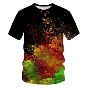 Camiseta de algodón de manga corta con cuello redondo y estampado de espada de dragón para hombre, ajuste regular, con logo frontal impreso por sublimación - Product Image 3