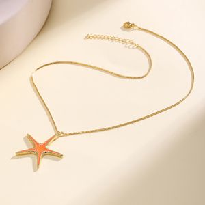Collier pendentif étoile de mer en émail délicat QIKU, série océan, animal marin, bijoux minimalistes pour enfants - Product Image 6
