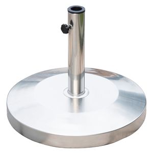 Base per Ombrellone da Esterno Rinforzata da 25 kg in Acciaio Inossidabile Rotondo con Finitura a Specchio per Cortile, Raggio 2m 2.7m 3m - Product Image 1