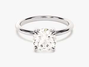 Anillo de compromiso de diamante solitario con halo de corte redondo de 2 quilates y banda oculta de oro, anillo de promesa de diamante, joyería fina para mujer - Product Image 2