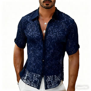 Chemise Homme Décontractée Anti-Plis à Manches Longues et Bouton Unique en Satin Tricoté Respirant 160g Polyester/Coton Teint Uni pour l'Été - Product Image 2