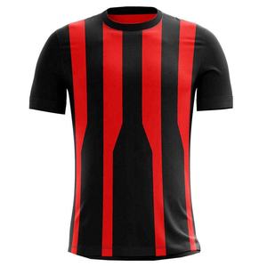 Camiseta Deportiva de Manga Corta para Hombre, Negra con Rayas Rojas, Transpirable, Ligera, de Poliéster, Diseño Sublimado - Product Image 2