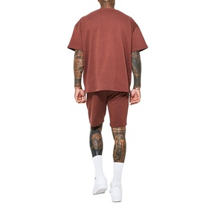 Ensemble deux pièces de sport décontracté pour homme, style urbain, respirant, tricoté, col en V, manches courtes, shorts pour l'été, ensembles de t-shirts - Product Image 2