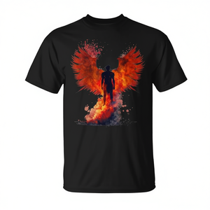 T-shirt Phoenix Rising Wings Resurrection Rebirth pour hommes, noir, manches courtes, col rond, impression numérique - Product Image 2