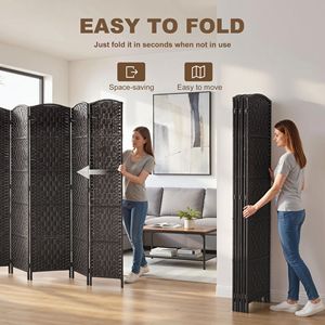 Divisorio Pieghevole a 6 Pannelli per la Privacy, Altezza 6FT, Portatile, in MDF Intrecciato, per Camera da Letto, Caffetteria, Stile Tradizionale - Product Image 4
