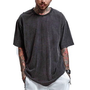 T-shirts pour hommes en coton 100% de haute qualité, coupe classique, délavés à l'acide, grammage lourd, impression personnalisée, respirants, écologiques, vente en gros, décontractés - Product Image 3