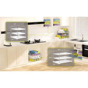 Portaoggetti Estensibile a 3 Livelli in Plastica per Oggetti Pesanti, Barattoli, Bottiglie, Lattine, Contenitori per Snack, per Cucina o Armadietto - Product Image 3