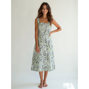 Vestido Midi Floral Personalizado para Mujer, Estilo Elegante y Gótico, 100% Algodón, Tallas XS a 5XL, para Ocasiones Casuales y de Fiesta - Product Image 1