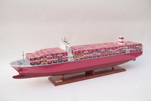 Maqueta de Barco Portacontenedores de Madera Pintada, Decoración Náutica para el Hogar, Estilo Europeo, 101x15x29cm - Product Image 1