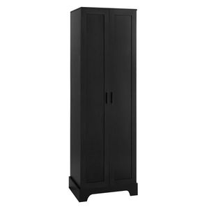 Armadio con Ripiani Regolabili e Due Ante in MDF Nero per Organizzazione Casa, Bagno o Ufficio - Product Image 6