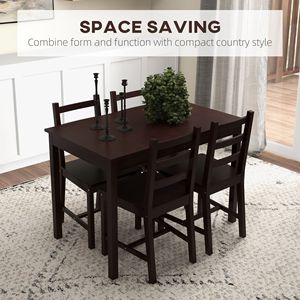Set da pranzo con angolo colazione in legno da 5 pezzi tavolo da cucina e sedie Color castagna - Product Image 4