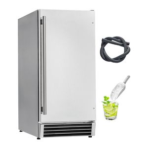 "50 Lbs/Day Stainless Steel Freestanding Undercounter <b>Ice</b> <b>Maker</b> Machine with Reversible Door and Cube <b>Ice</b> Shape" - Product Image 1