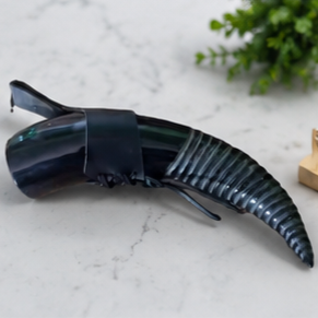 Mug en corne avec support en cuir pour l'artisanat - Product Image 5