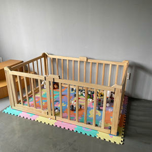 Parque Infantil Plegable Montessori de Madera Natural con Pintura No Tóxica, Multifuncional y Seguro para Bebés - Product Image 3