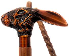 Bastón de madera de lujo con mango de cabeza de conejo – Bastón decorativo hecho a mano - Product Image 6