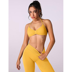 Ensemble de yoga pour femme avec soutien-gorge intégré, haut de soutien-gorge à coussinets amovibles, leggings taille haute, coussinets de contour, en Nylon Spandex, tenue de sport - Product Image 2
