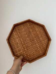 Bandeja Redonda de Mimbre Tejida a Mano de Buena Calidad, de un Solo Nivel, para Servir Alimentos en la Cocina - Product Image 2