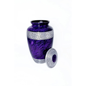 Urne funéraire moderne en métal poli gravée à la main avec couvercle, qualité supérieure, pour cendres humaines adultes. - Product Image 2