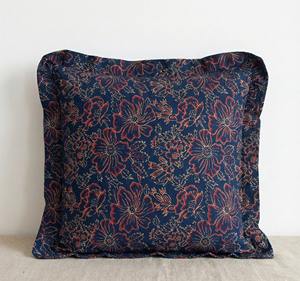 Housse de coussin bohème à imprimé bloc avec volants, coussins décoratifs faits main en coton, housse de coussin bohème vintage pour la décoration intérieure - Product Image 2
