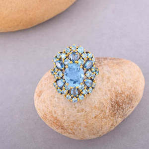 Nuevo Anillo de Plata de Ley 925 con Topacio Azul Natural, Joyería Fina al por Mayor, Anillos Finos de Piedra Semipreciosa para Boda para Mujer - Product Image 4