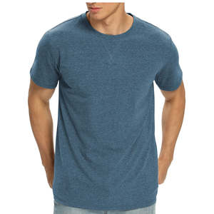 T-shirt vierge uni en gros, col rond personnalisé en polyester et coton, tissu ultra doux pour homme - Product Image 5