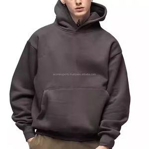 Personalizable 500 Gsm invierno recortado de ganchillo liso teñido con capucha hombres diseñador Unisex peso pesado pulóver bordado Logo lujo - Product Image 2