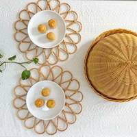 Panier de mariage en rotin fait main, motif floral circulaire, tissage fantaisie, décoration d'intérieur Ninh Binh