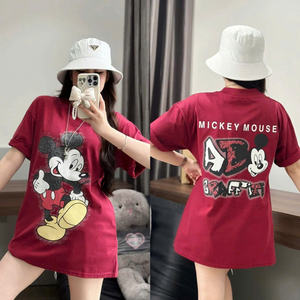 Camiseta con Dibujo Animado de Mickey Mouse para Mujer, Tela de Algodón Suave y Transpirable, Estilo Casual, Combinable con Jeans, Faldas y Shorts - Product Image 1