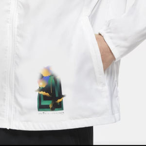 เสื้อแจ็คเก็ตผู้ชายแบบมีฮู้ดสีขาว คอตั้ง ผ้าแคนวาสบาง ตัดต่อสีสัน สไตล์ลำลอง สำหรับวิ่ง ป้องกันลม แห้งเร็ว ขายส่งแบบใหม่ - Product Image 4