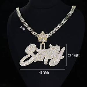 Custom Graffiti <b>Name</b> Pendant Iced Out VVS Moissanite Diamond Cuban <b>Chain</b> Necklace Hip Hop Jewelry Men - Product Image 1