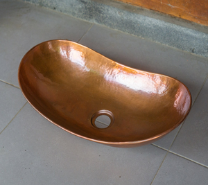 Lavabo de salle de bain en cuivre fait main, vasque ovale en cuivre, lavabo de luxe artisanal pour salle de bain - Product Image 3