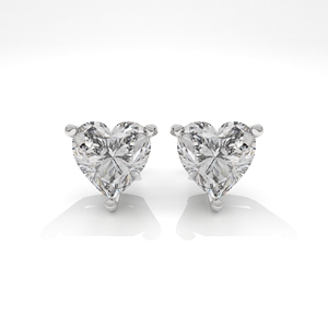 Solitaire Diamond <b>Stud</b> <b>Earring</b> 10k 14k 18k White Gold Lab Grown Heart Shape Romantic Three Prong Minimal Certified <b>Earring</b> - Product Image 1
