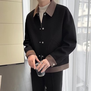 Veste en laine à revers en mélange polyester-coton personnalisée OEM pour homme, style coréen, coupe ample, tendance, polyvalente, haut de gamme, automne-hiver - Product Image 3