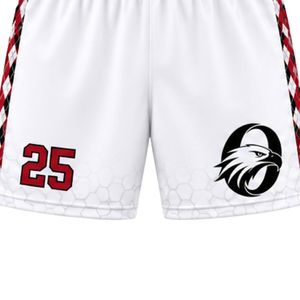 Ensemble d'uniformes de lacrosse unisexe blanc et rouge en polyester, maillot et short de sport ajustés, vêtements d'entraînement et de match pour équipes - Product Image 6